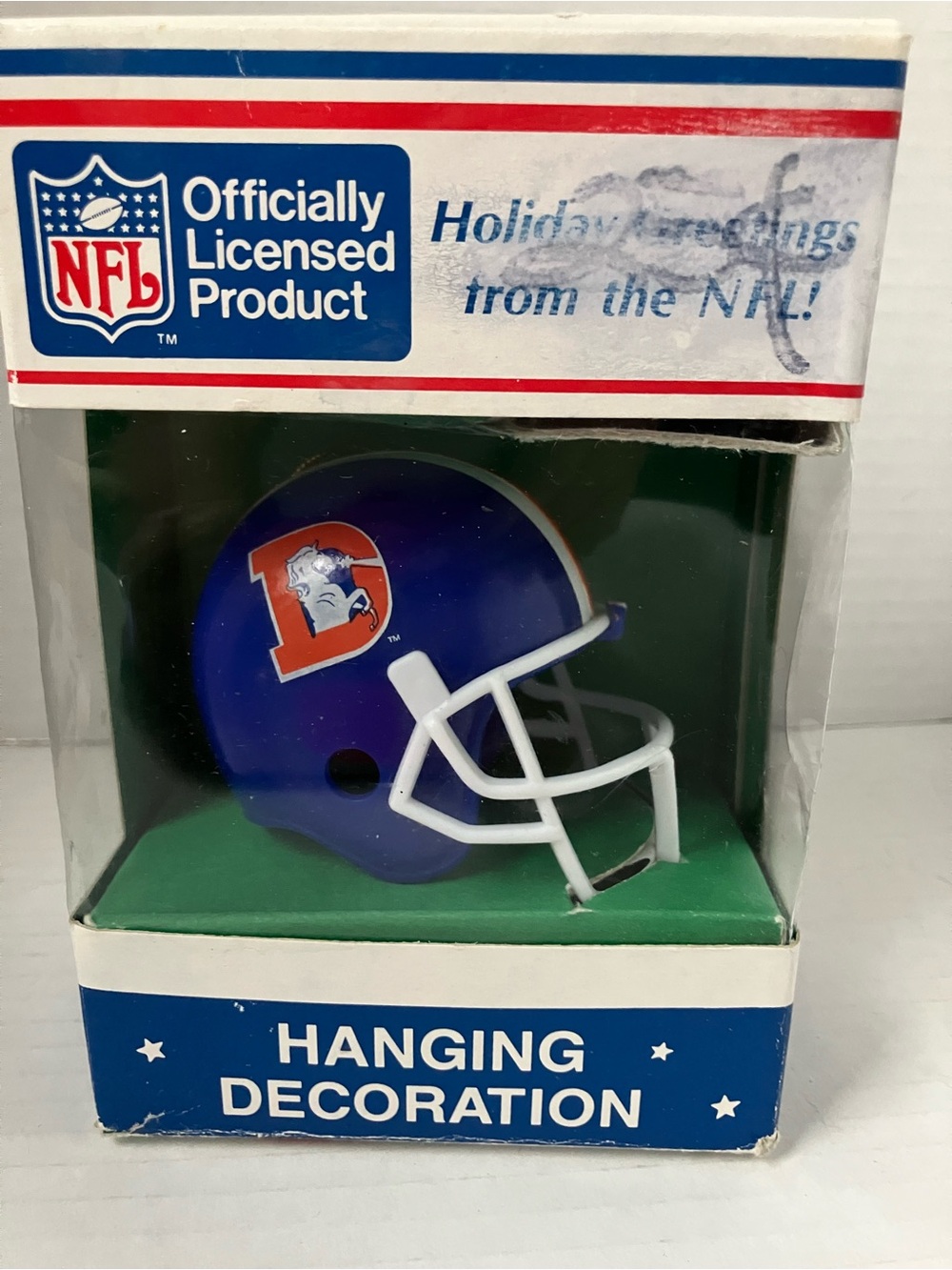 NFL Denver Broncos Football Helmet Ornament Vintage Christmas Aprox 2-3 inches